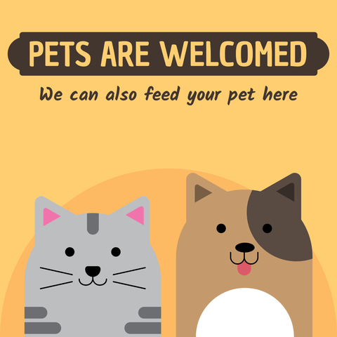Pets Welcome Illustrated Brown Dog and Gray Cat Template